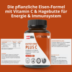 Vitanow Phytoferrin Plus C – Plant-Based Iron with Natural Vitamin C from Rosehip (60 Organic Capsules) - Image 4