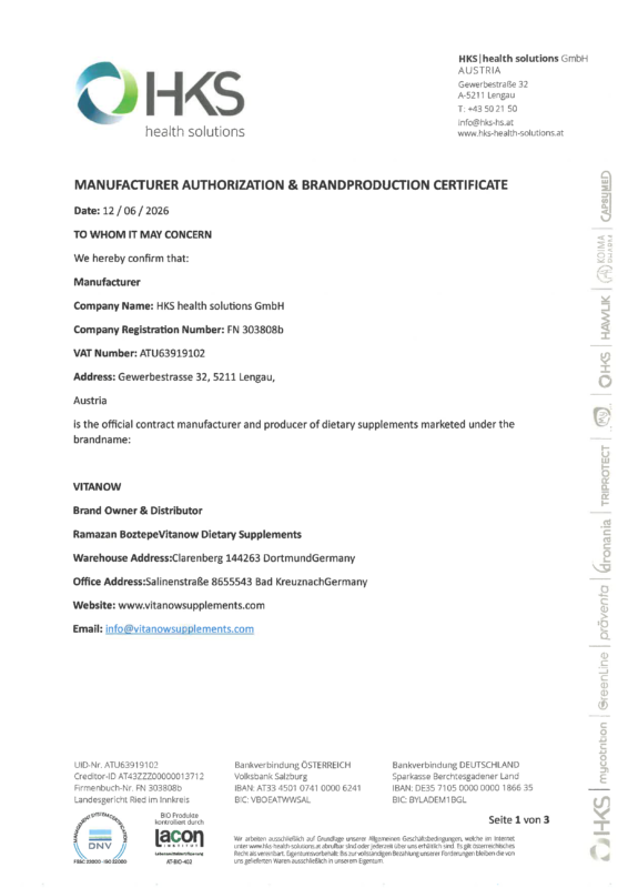 vitanow certificate 1